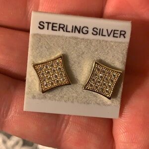 925 Gold Plate Cz Earrings